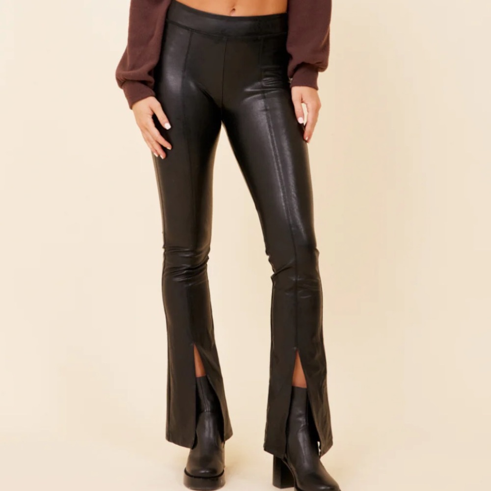 NWT leather flare pants